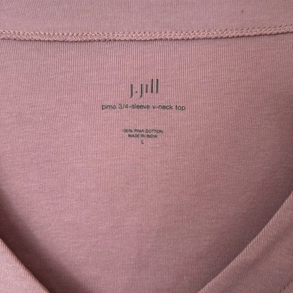 JJill 100% Pima Cotton Mauve Color 3/4 Sleeve, Top — Large - Picture 2 of 5